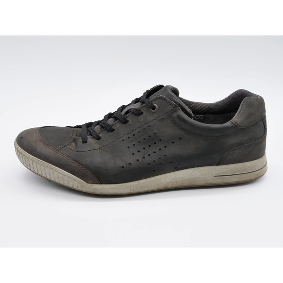 Ecco Golf Shoes Mens 12 Gray Leather Perforated Spikeless Lace Up Low Top - Picture 2 of 12
